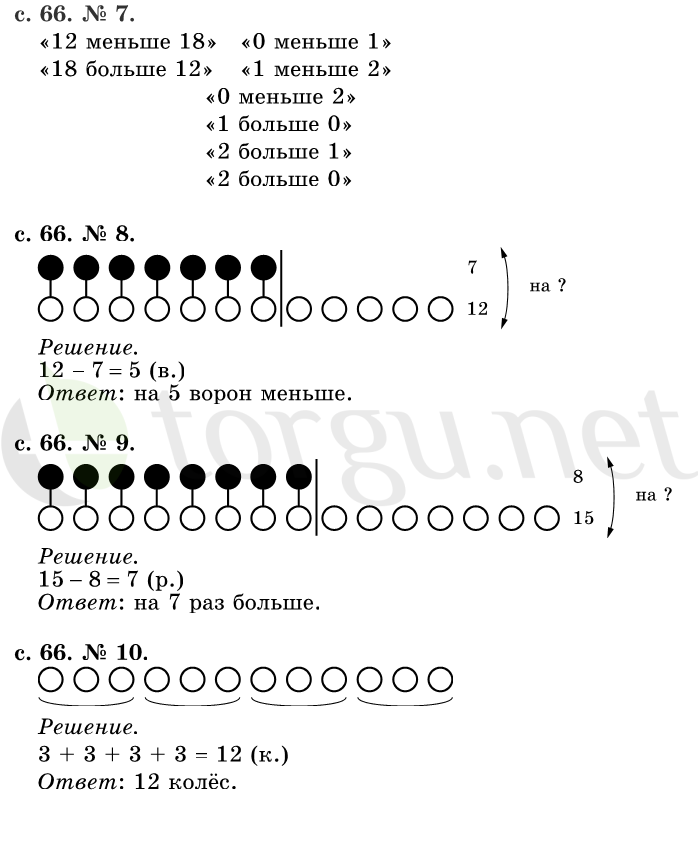 Страница (упражнение) 66 учебника. Страница 66 ГДЗ решебник по математике 1 класс Рудницкая, Кочурова, Рыдзе