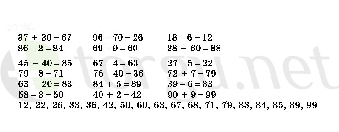 Страница (упражнение) 17 учебника. Ответ на вопрос упражнения 17 ГДЗ решебник по математике 2 класс Истомина