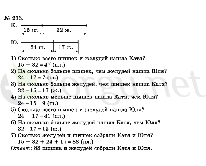 Страница (упражнение) 235 учебника. Ответ на вопрос упражнения 235 ГДЗ решебник по математике 2 класс Истомина