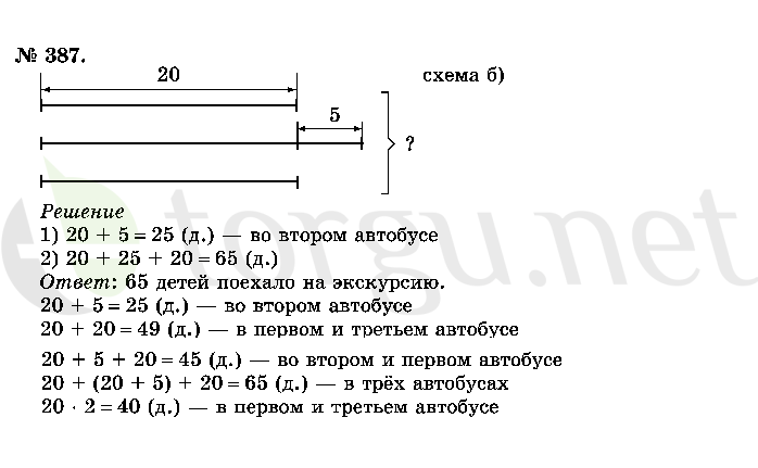 Страница (упражнение) 387 учебника. Ответ на вопрос упражнения 387 ГДЗ решебник по математике 2 класс Истомина