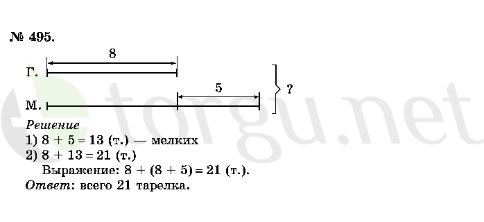 Страница (упражнение) 495 учебника. Ответ на вопрос упражнения 495 ГДЗ решебник по математике 2 класс Истомина