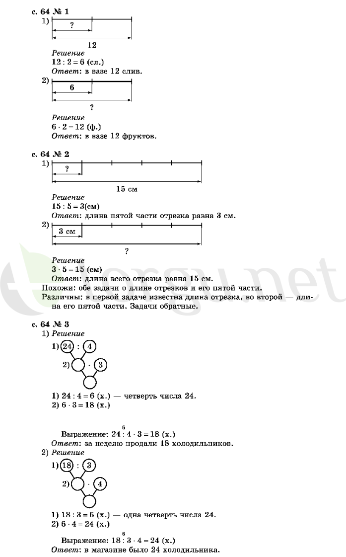 Страница (упражнение) 64 учебника. Страница 64 ГДЗ решебник по математике 2 класс Рудницкая, Юдачёва