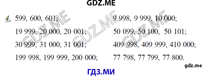 Страница (упражнение) 4 рабочей тетради. Ответ на вопрос упражнения 4 ГДЗ дидактические материалы по математике 4 класс Козлова Гераськин