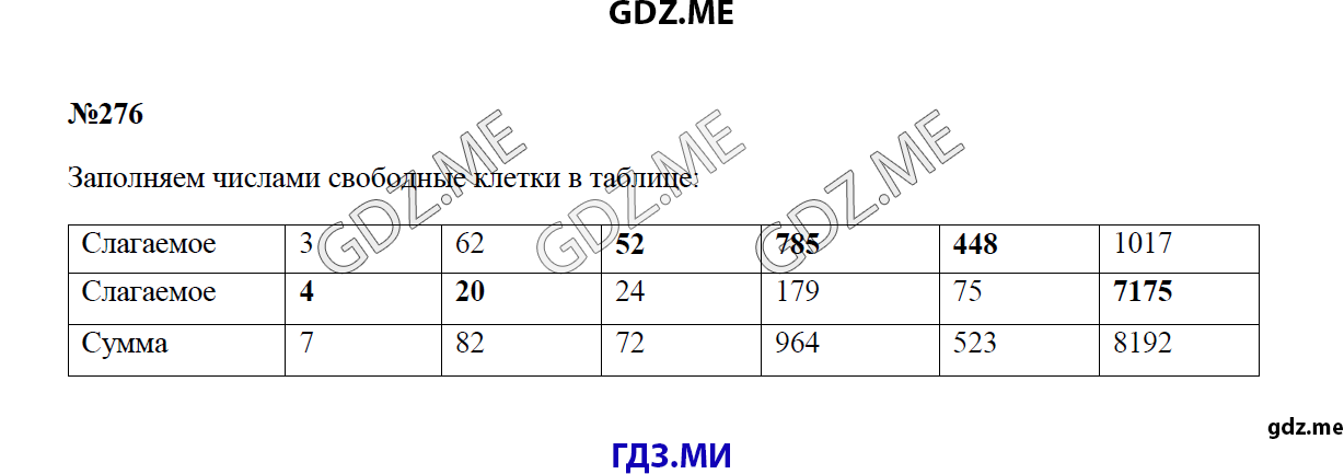 Страница (упражнение) 276 учебника. Ответ на вопрос упражнения 276 ГДЗ решебник по математике 4 класс Моро