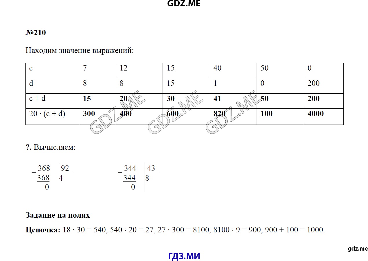 Упражнение 210 4 класс