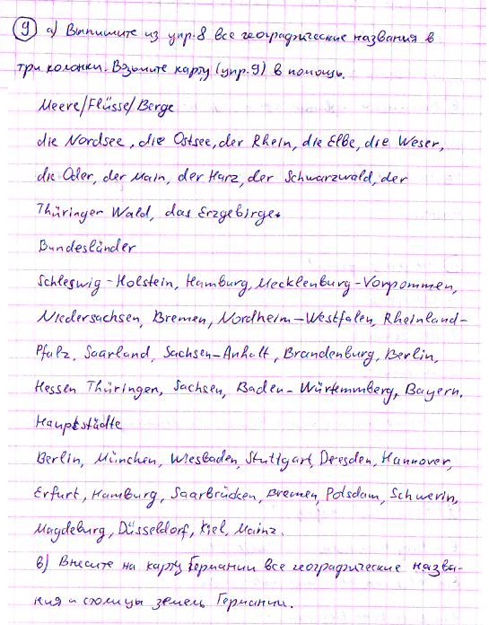 Страница (упражнение) 9 учебника. Страница 9 ГДЗ решебник по немецкому языку 7 класс Бим, Садомова