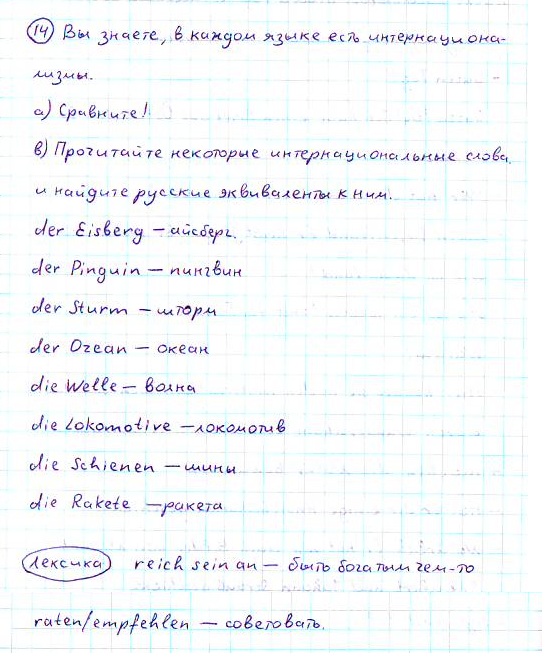 Страница (упражнение) 14 учебника. Страница 14 ГДЗ решебник по немецкому языку 7 класс Бим, Садомова