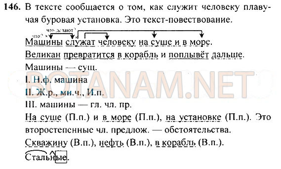 Страница (упражнение) 146 учебника. Ответ на вопрос упражнения 146 ГДЗ Решебник по Русскому языку 4 класс Рамзаева