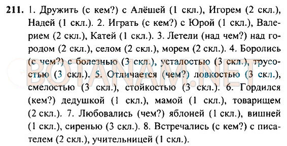 Страница (упражнение) 211 учебника. Ответ на вопрос упражнения 211 ГДЗ Решебник по Русскому языку 4 класс Рамзаева