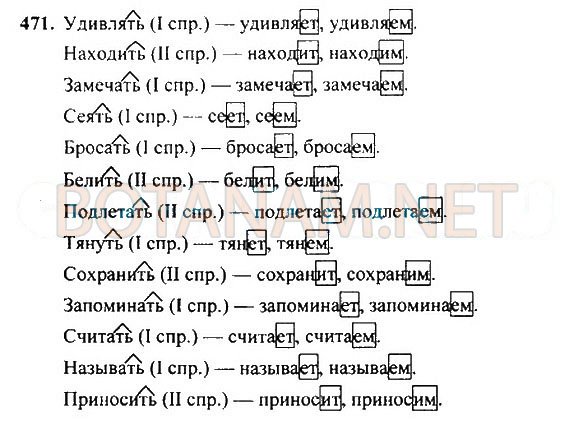 Страница (упражнение) 471 учебника. Ответ на вопрос упражнения 471 ГДЗ Решебник по Русскому языку 4 класс Рамзаева