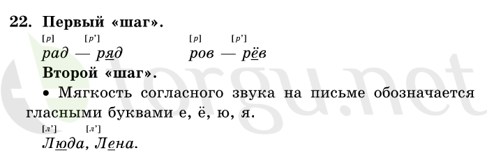 Страница (упражнение) 22 учебника. Ответ на вопрос упражнения 22 ГДЗ решебник по русскому языку 1 класс Первые уроки Бунеев, Бунеева, Пронина