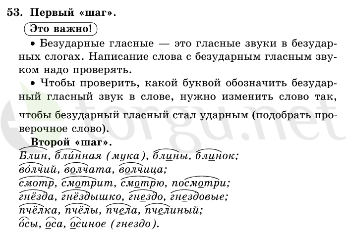 Страница (упражнение) 53 учебника. Ответ на вопрос упражнения 53 ГДЗ решебник по русскому языку 1 класс Первые уроки Бунеев, Бунеева, Пронина