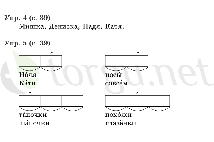 Страница (упражнение) 39 учебника. Страница 39 ГДЗ решебник по русскому языку 1 класс Иванов, Евдокимова, Кузнецова