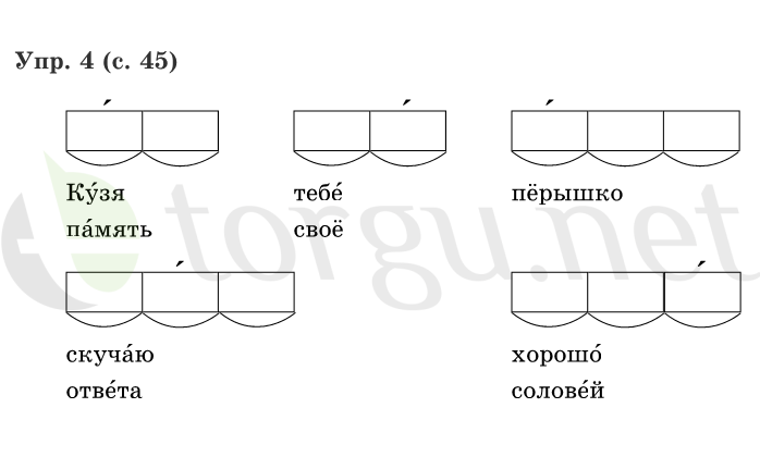 Страница (упражнение) 45 учебника. Страница 45 ГДЗ решебник по русскому языку 1 класс Иванов, Евдокимова, Кузнецова