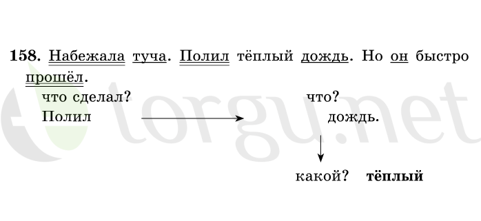 Страница (упражнение) 158 учебника. Ответ на вопрос упражнения 158 ГДЗ решебник по русскому языку 1 класс Рамзаева