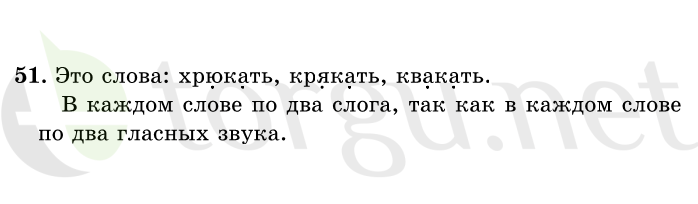 Страница (упражнение) 51 учебника. Ответ на вопрос упражнения 51 ГДЗ решебник по русскому языку 1 класс Рамзаева