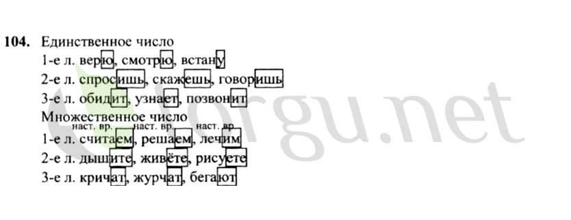 Страница (упражнение) 104 рабочей тетради. Страница 104 ГДЗ рабочая тетрадь по русскому языку 4 класс Канакина