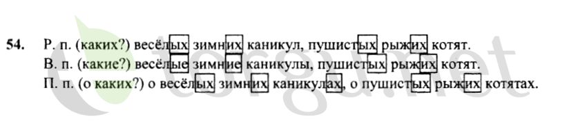 Страница (упражнение) 54 рабочей тетради. Страница 54 ГДЗ рабочая тетрадь по русскому языку 4 класс Канакина