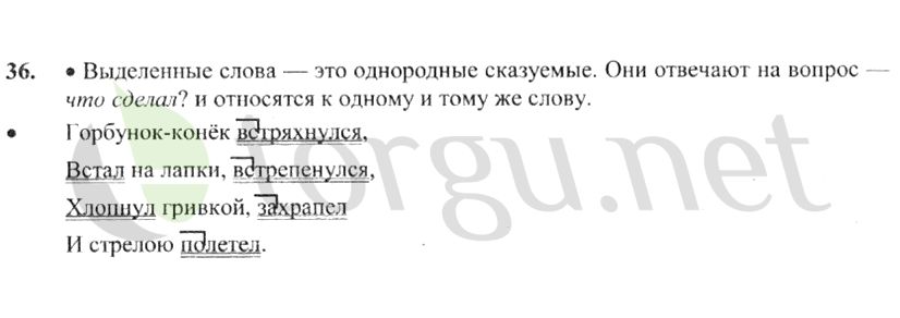 Страница (упражнение) 36 учебника. Ответ на вопрос упражнения 36 ГДЗ решебник по русскому языку 4 класс Канакина, Горецкий