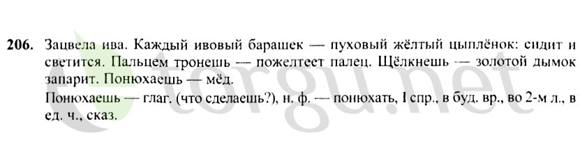 Страница (упражнение) 206 учебника. Ответ на вопрос упражнения 206 ГДЗ решебник по русскому языку 4 класс Канакина, Горецкий