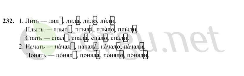 Страница (упражнение) 232 учебника. Ответ на вопрос упражнения 232 ГДЗ решебник по русскому языку 4 класс Канакина, Горецкий