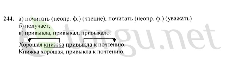 Страница (упражнение) 244 учебника. Ответ на вопрос упражнения 244 ГДЗ решебник по русскому языку 4 класс Канакина, Горецкий