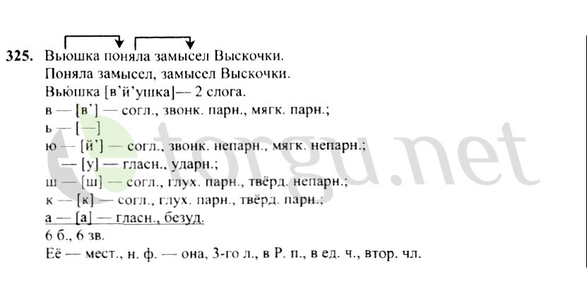 Страница (упражнение) 325 учебника. Ответ на вопрос упражнения 325 ГДЗ решебник по русскому языку 4 класс Канакина, Горецкий