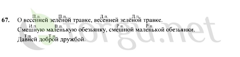 Страница (упражнение) 67 учебника. Ответ на вопрос упражнения 67 ГДЗ решебник по русскому языку 4 класс Канакина, Горецкий