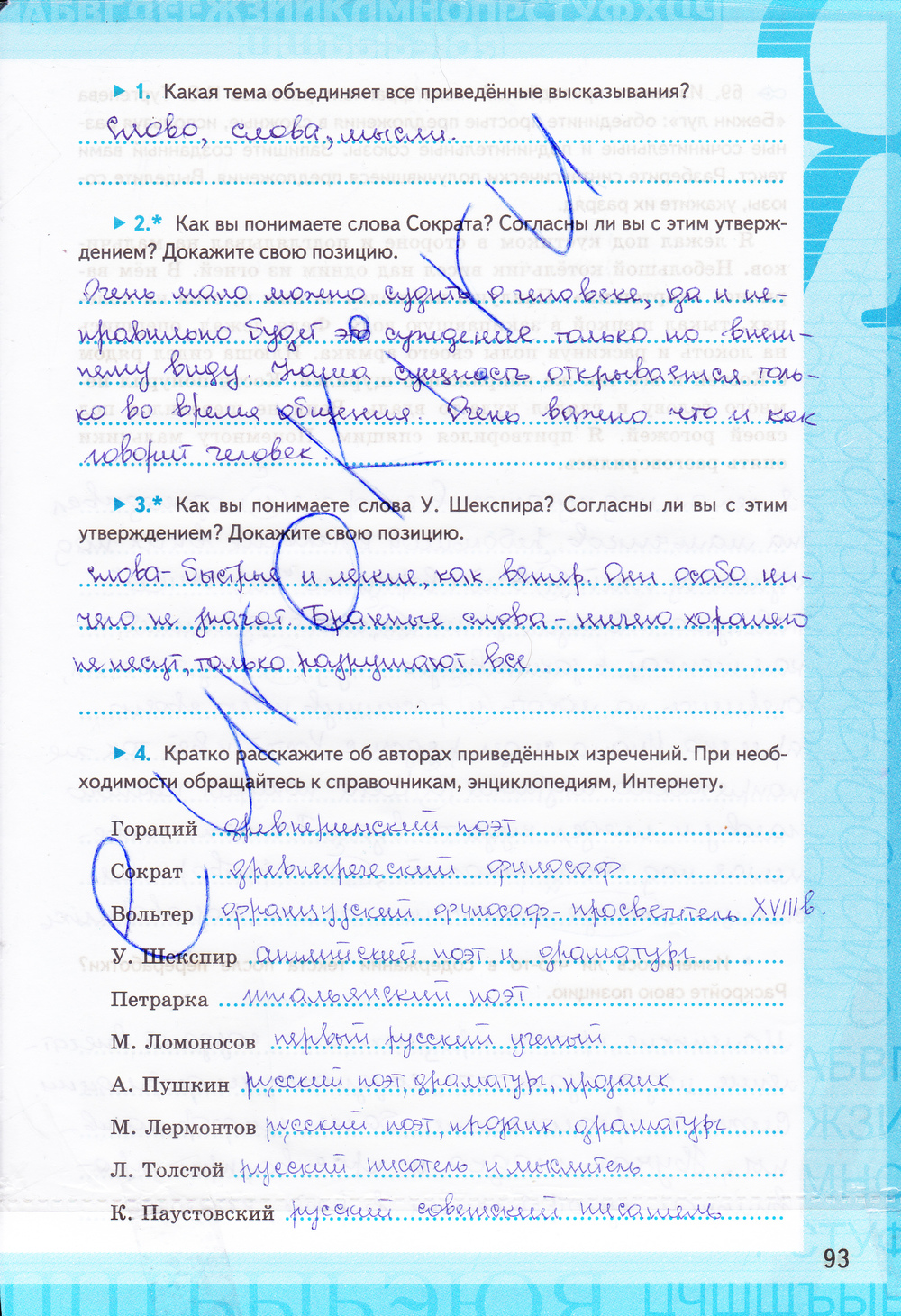 Страница (упражнение) 93 рабочей тетради. Страница 93 ГДЗ рабочая тетрадь по русскому языку 7 класс Ерохина