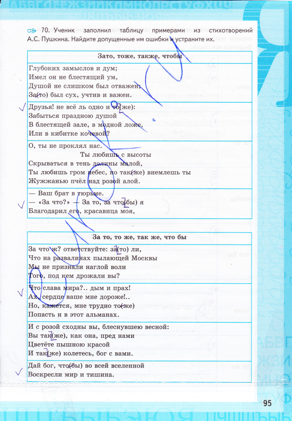 Страница (упражнение) 95 рабочей тетради. Страница 95 ГДЗ рабочая тетрадь по русскому языку 7 класс Ерохина