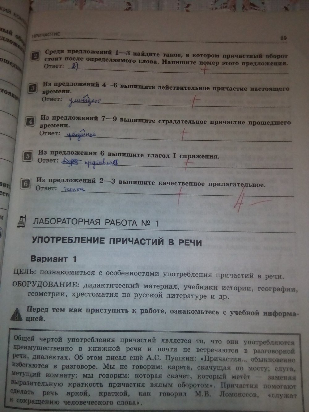 Страница (упражнение) 29 рабочей тетради. Страница 29 ГДЗ рабочая тетрадь по русскому языку 7 класс Александров