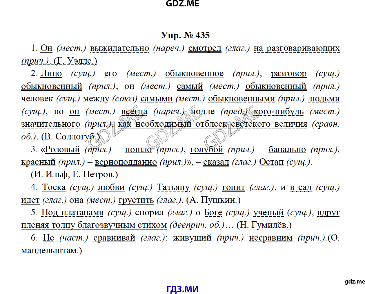 Страница (упражнение) 435 учебника. Ответ на вопрос упражнения 435 ГДЗ решебник по русскому языку 8 класс Тростенцова Ладыженская Дейкина