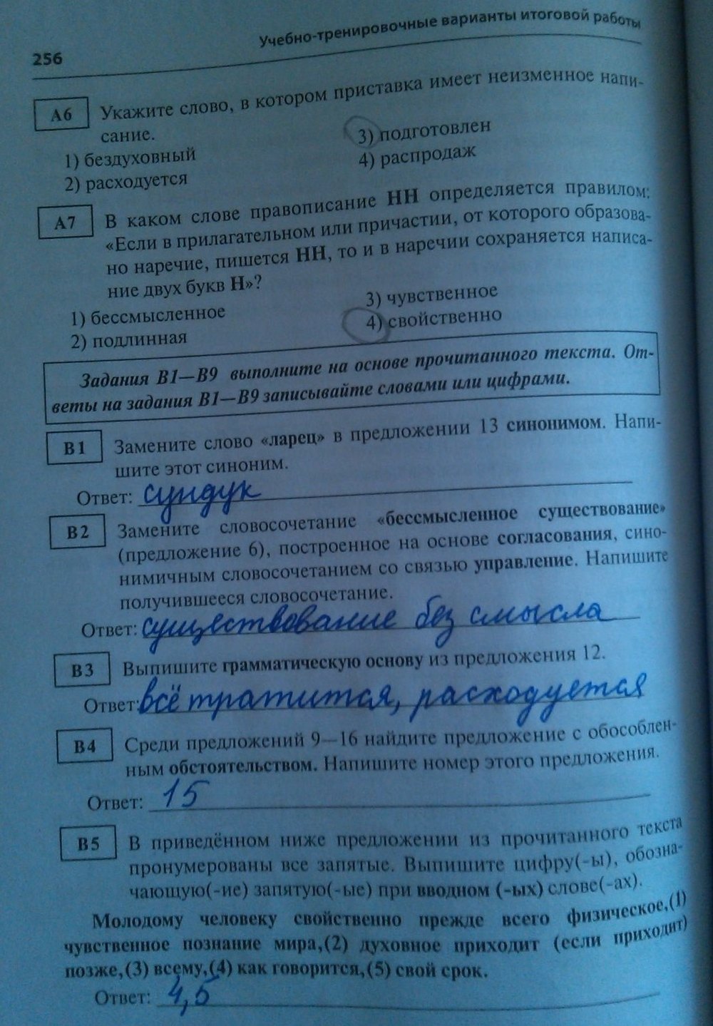 Страница (упражнение) 256 рабочей тетради. Страница 256 ГДЗ тесты по русскому языку 9 класс Груздева